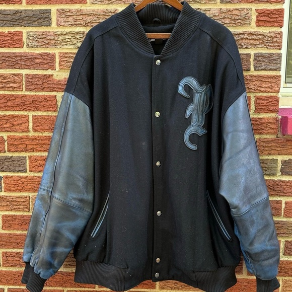 Vintage 90’s Y2K Pelle Pelle Wool And Leather Varsity Jacket Size 4XL - Picture 1 of 16